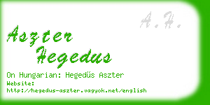 aszter hegedus business card